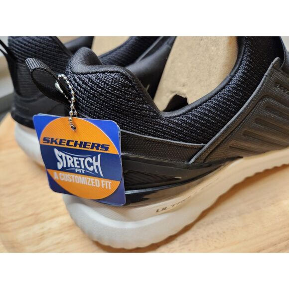 Skechers Bounder 2.0 Balmore no-tie shoes | Men’s Size 14 Black White - Picture 5 of 14